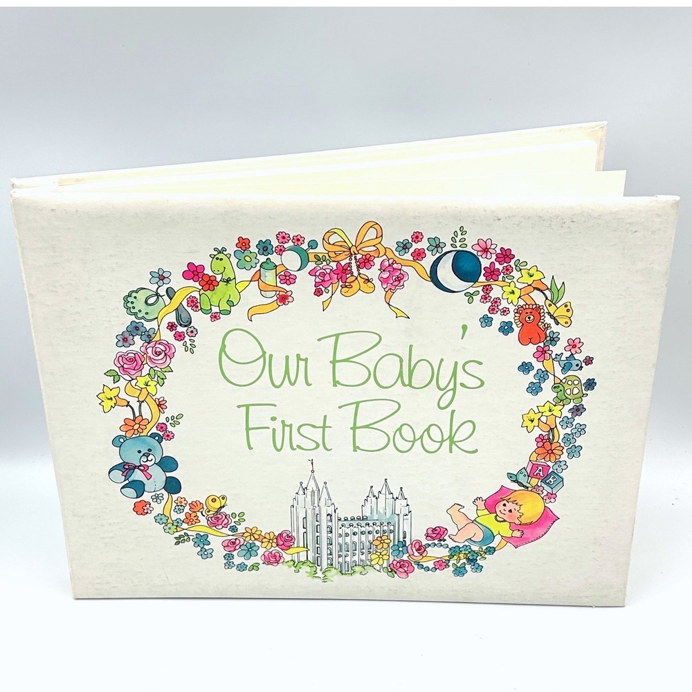 Vintage LDS Baby Book Our Babys First Book Memory Album Journal Salt Lake Temple
